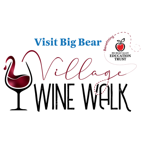 빅베어 빌리지 와인 워크의 디지털 로고로, Visit Big Bear에서 베어 밸리 교육 신탁을 후원하기 위해 운영합니다.
