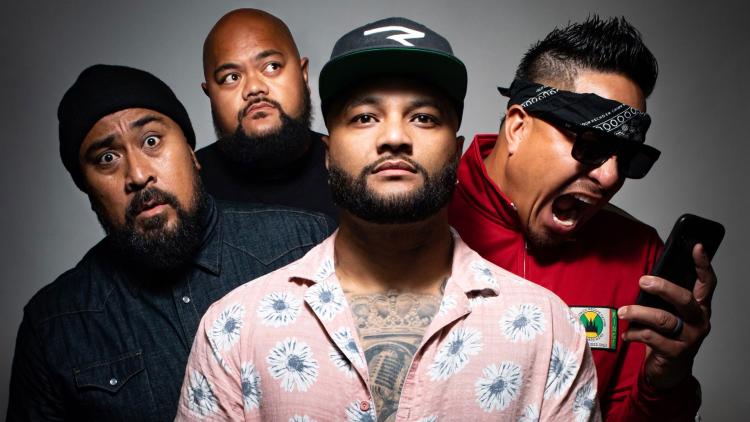 A group photo of the band members of Common Kings, three of them are making silly expressions for their pose.